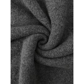 [Fall Winter Apparel] Plus Size Women's Elegant Cardigan | Chic Solid Color Open Front Button-Up Sweater with Ribbed Cuffs, Long Sleeves, and Button Details for Fall/Winter Casual or Office Wear, Versatile Layering Piece