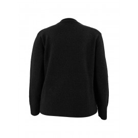 [Fall Winter Apparel] Plus Size Women's Elegant Cardigan | Chic Solid Color Open Front Button-Up Sweater with Ribbed Cuffs, Long Sleeves, and Button Details for Fall/Winter Casual or Office Wear, Versatile Layering Piece