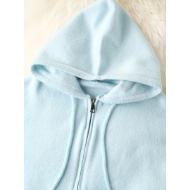 Plus Size - Plus Size - Women'S Light Yellow Hooded Cardigan - Casual Zip-Up Sweater with Ribbed Cuffs, Long Sleeves, and Front Pockets, Perfect for Fall/Winter Layering, Cozy Fall Apparel | Hooded Sweater | Construction, Sweater Cardigan