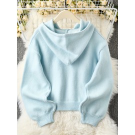 Plus Size - Plus Size - Women'S Light Yellow Hooded Cardigan - Casual Zip-Up Sweater with Ribbed Cuffs, Long Sleeves, and Front Pockets, Perfect for Fall/Winter Layering, Cozy Fall Apparel | Hooded Sweater | Construction, Sweater Cardigan