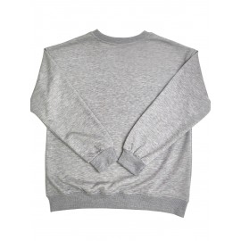 Women's Red joyful Face & Smile Letter Print Sweatshirt - Soft Machine-Washable Polyester Crew Neck Long Sleeve Casual Pullover for Fall Winter, Cozy Everyday Lounge Wear, Comfortable Fit