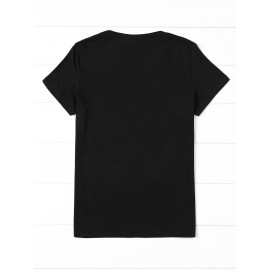 [Gothic T-Shirt] Lightweight Gothic-Inspired Skeleton & Bat Print T-Shirt | Casual Crew Neck, Short Sleeve, Spring & Summer, Casual Wear, Gothic Style