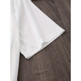 [Humorous Workout T-Shirt] 1pc Women's Casual Short Sleeve T-Shirt | Soft, Lightweight, Humorous Cat & Dumbbell Graphic Print, 